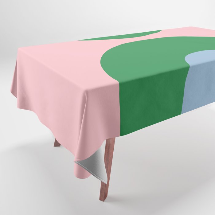Bold Minimal Double Arch Pattern in Pink, Green, and Pastel Blue Tablecloth Gallery Image 1