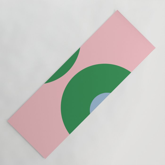 Bold Minimal Double Arch Pattern in Pink, Green, and Pastel Blue Yoga Mat Gallery Image 1
