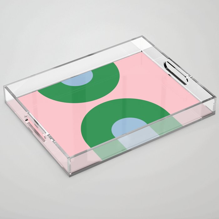 Bold Minimal Double Arch Pattern in Pink, Green, and Pastel Blue Acrylic Tray Gallery Image 1