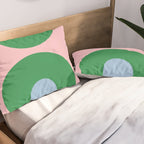 Bold Minimal Double Arch Pattern in Pink, Green, and Pastel Blue Pillow Sham Gallery Image 2