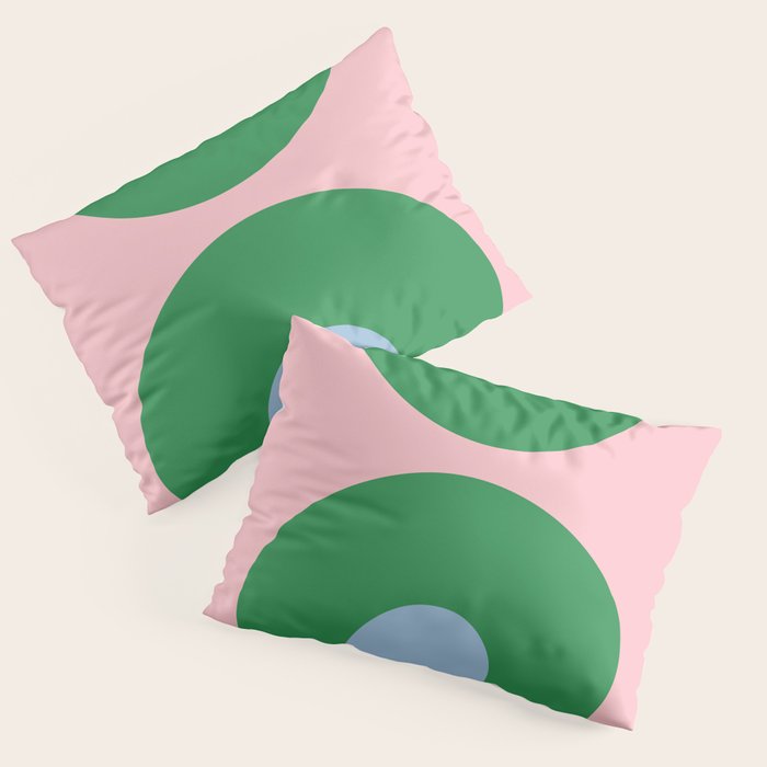 Bold Minimal Double Arch Pattern in Pink, Green, and Pastel Blue Pillow Sham Gallery Image 1