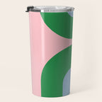 Bold Minimal Double Arch Pattern in Pink, Green, and Pastel Blue Travel Mug Gallery Image 3
