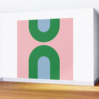 Bold Minimal Double Arch Pattern in Pink, Green, and Pastel Blue Wall Mural Gallery Image 2