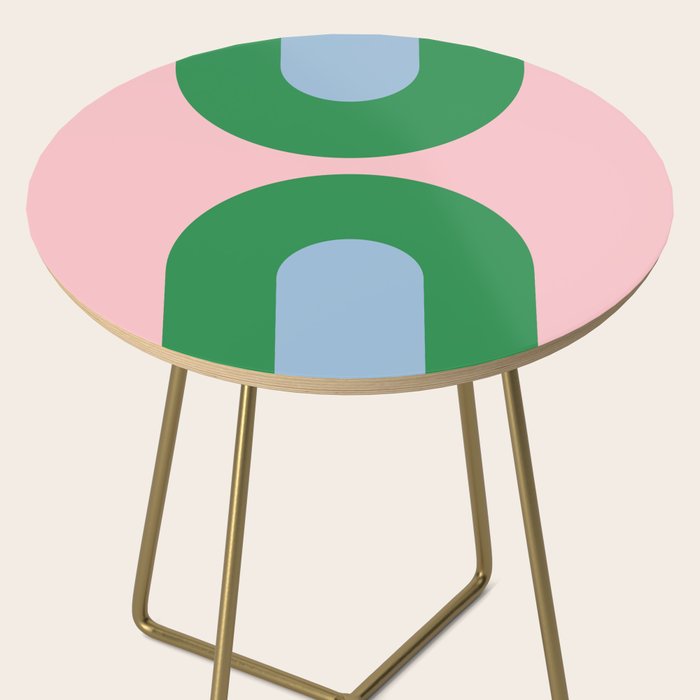 Bold Minimal Double Arch Pattern in Pink, Green, and Pastel Blue Side Table Gallery Image 2