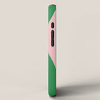 Bold Minimal Double Arch Pattern in Pink, Green, and Pastel Blue iPhone Case Gallery Image 2