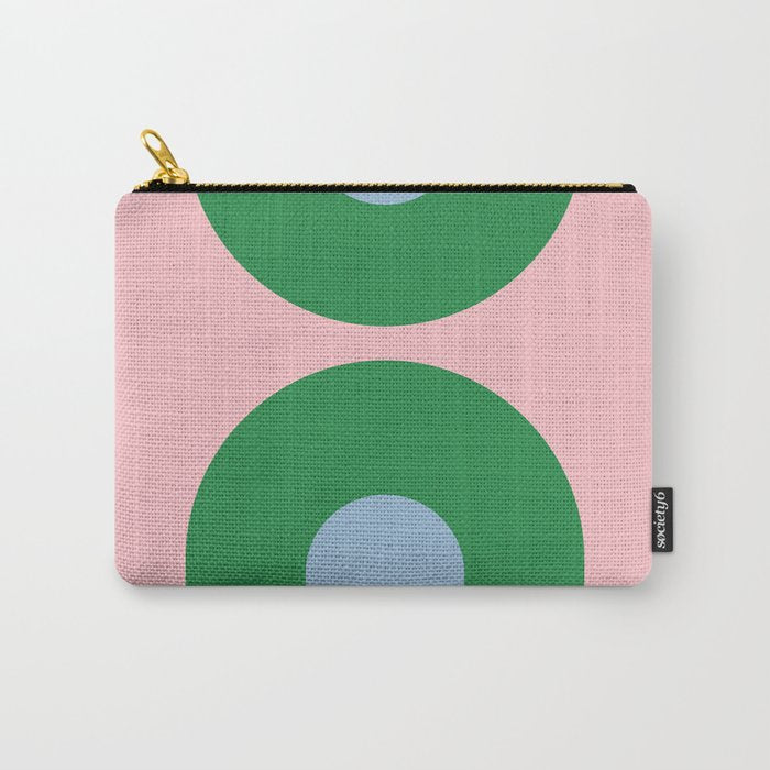 Bold Minimal Double Arch Pattern in Pink, Green, and Pastel Blue Carry All Pouch Gallery Image 1