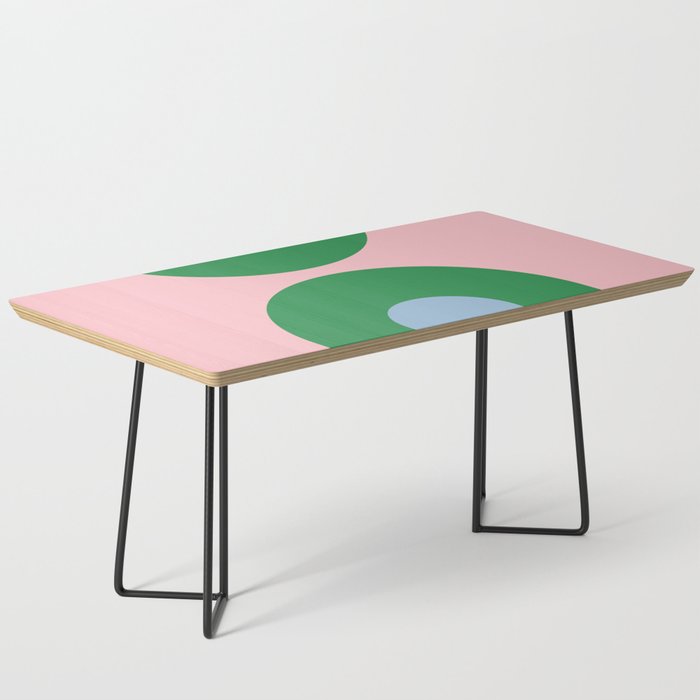 Bold Minimal Double Arch Pattern in Pink, Green, and Pastel Blue Coffee Table Gallery Image 1
