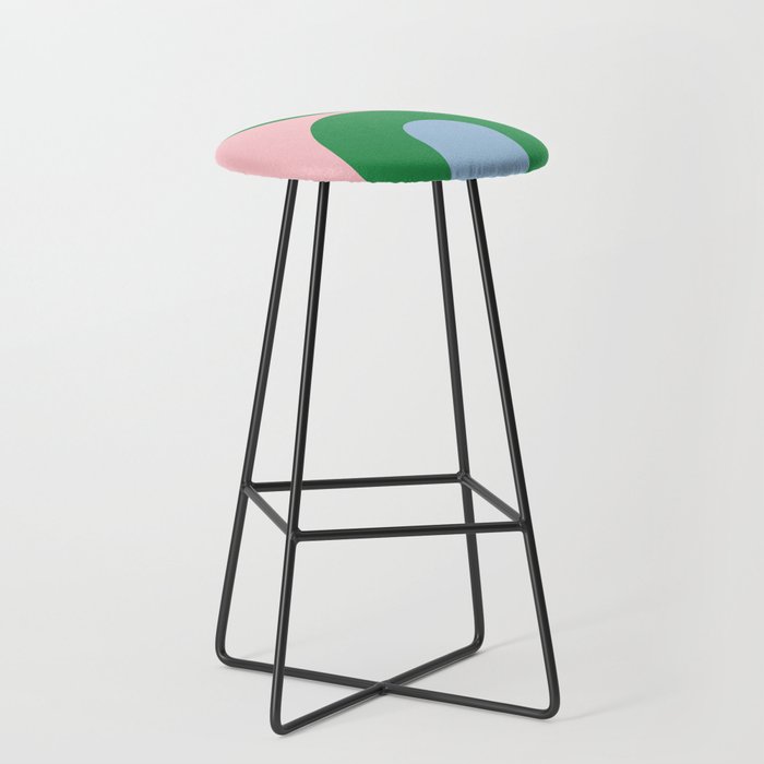 Bold Minimal Double Arch Pattern in Pink, Green, and Pastel Blue Stool Gallery Image 1