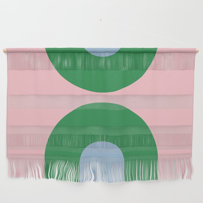 Bold Minimal Double Arch Pattern in Pink, Green, and Pastel Blue Wall Hanging Gallery Image 1