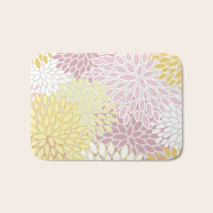 Floral Prints, Soft, Yellow and Pink, Design Prints Bath Mat Gallery Image 1