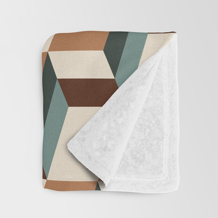 Cuboid Geometric Abstract Shapes Pattern VIII Throw Blanket Gallery Image 3
