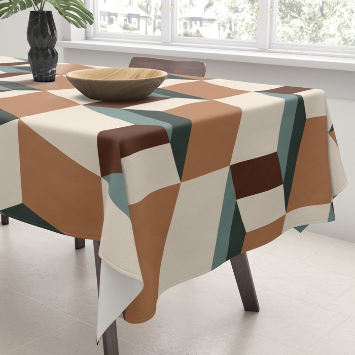 Cuboid Geometric Abstract Shapes Pattern VIII Tablecloth Gallery Image 3