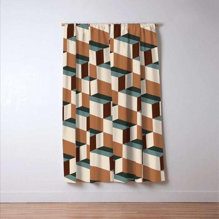 Cuboid Geometric Abstract Shapes Pattern VIII Window Curtain Gallery Image 3