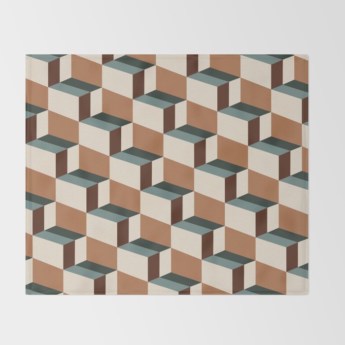 Cuboid Geometric Abstract Shapes Pattern VIII Throw Blanket Gallery Image 2
