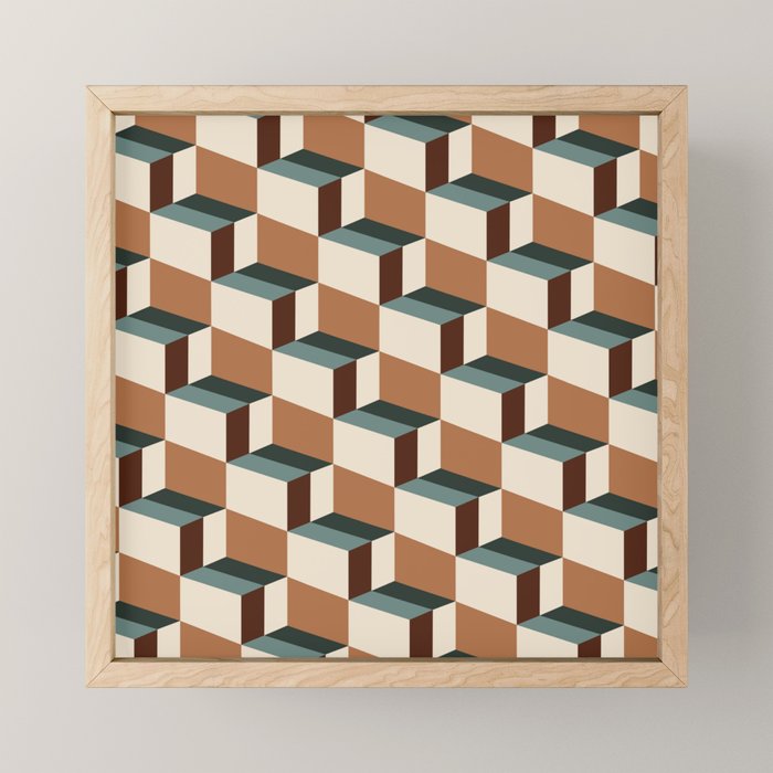 Cuboid Geometric Abstract Shapes Pattern VIII Mini Art Print Gallery Image 1