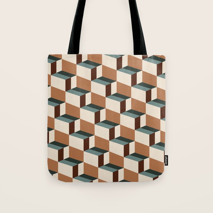 Cuboid Geometric Abstract Shapes Pattern VIII Tote Bag Gallery Image 1