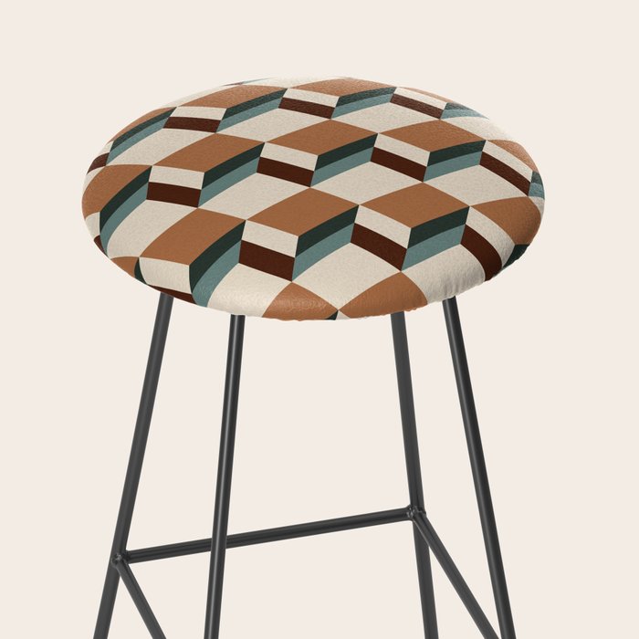 Cuboid Geometric Abstract Shapes Pattern VIII Stool Gallery Image 2