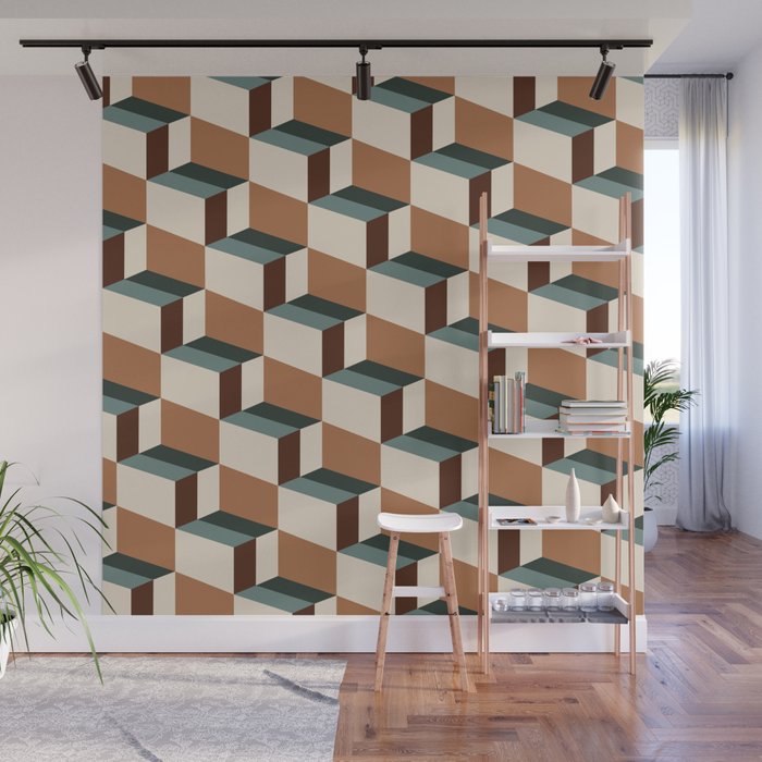 Cuboid Geometric Abstract Shapes Pattern VIII Wall Mural Gallery Image 1