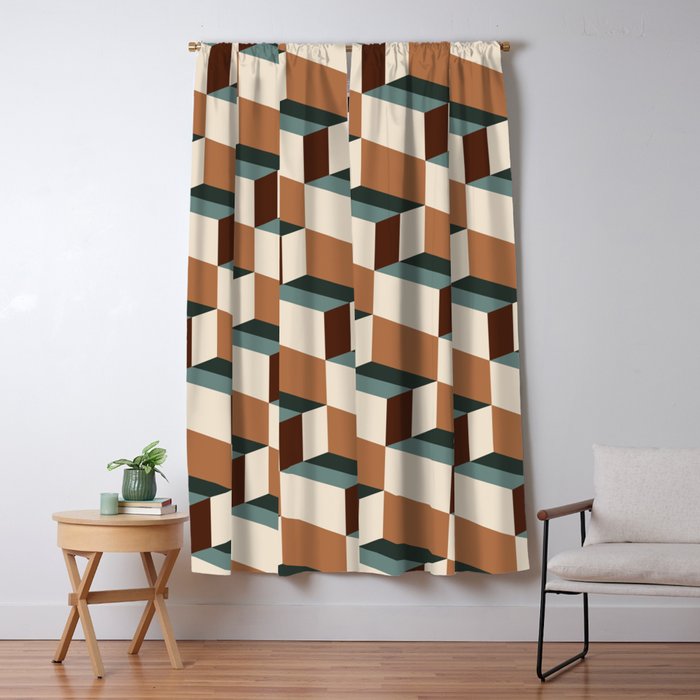 Cuboid Geometric Abstract Shapes Pattern VIII Window Curtain Gallery Image 5