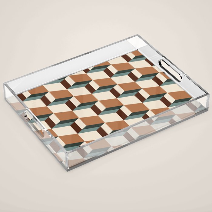 Cuboid Geometric Abstract Shapes Pattern VIII Acrylic Tray Gallery Image 1