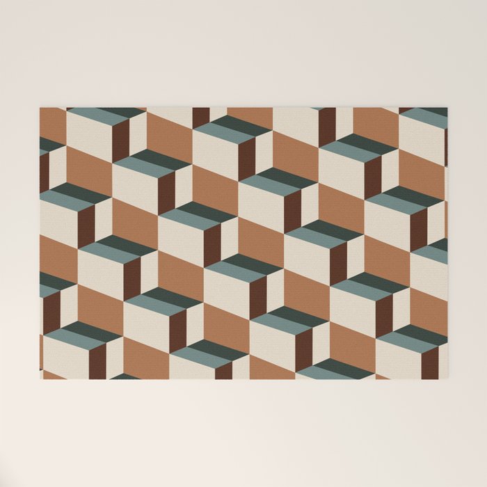 Cuboid Geometric Abstract Shapes Pattern VIII Welcome Mat Gallery Image 1