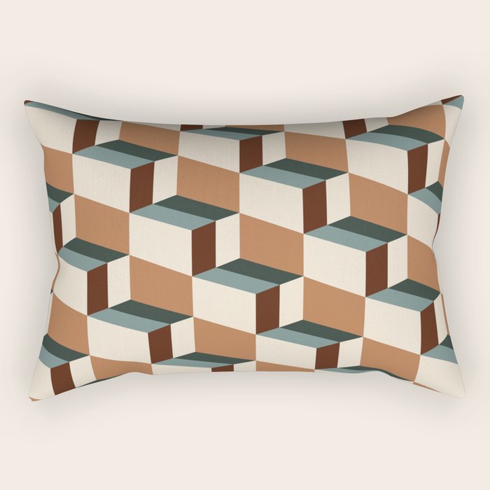 Cuboid Geometric Abstract Shapes Pattern VIII Rectangular Pillow Gallery Image 2