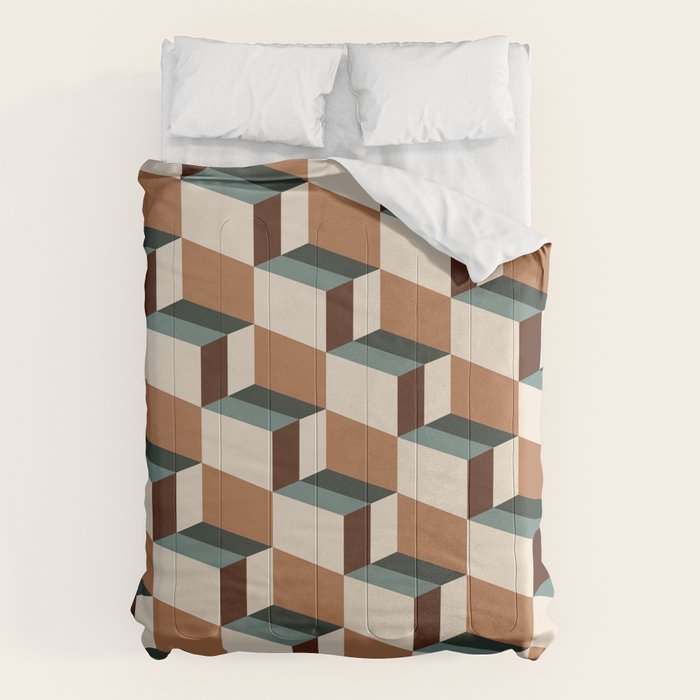 Cuboid Geometric Abstract Shapes Pattern VIII Comforter Gallery Image 6