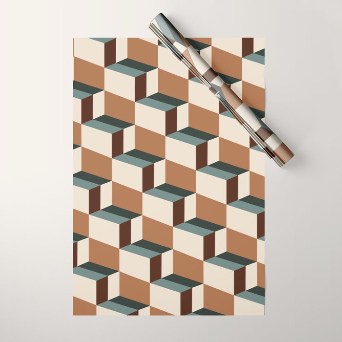 Cuboid Geometric Abstract Shapes Pattern VIII Wrapping Paper Gallery Image 1