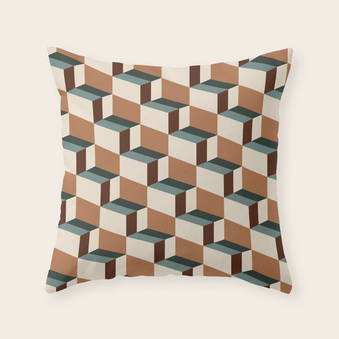 Cuboid Geometric Abstract Shapes Pattern VIII Throw Pillow Gallery Image 6