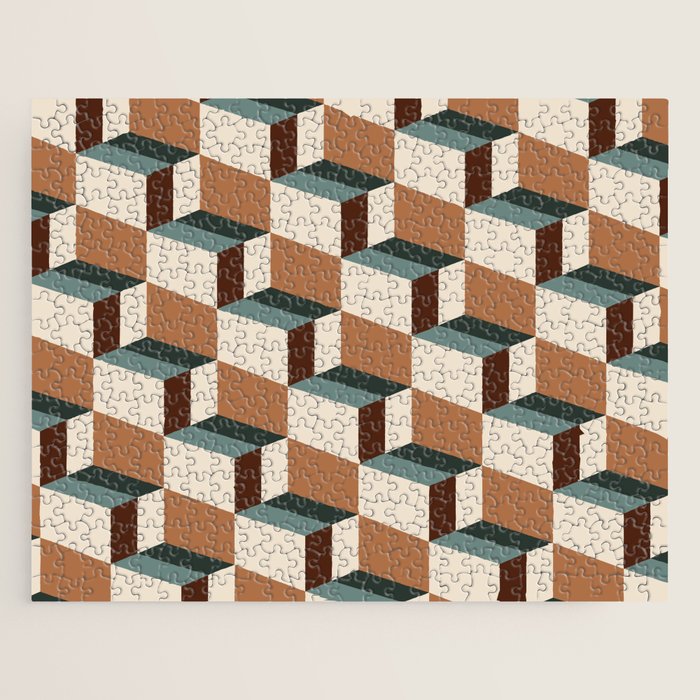 Cuboid Geometric Abstract Shapes Pattern VIII Jigsaw Puzzle Gallery Image 1