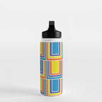Cheerful Retro Geometric Mod Portes Pattern Blue Orange Yellow Cream Water Bottle Gallery Image 3