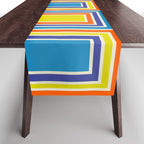 Cheerful Retro Geometric Mod Portes Pattern Blue Orange Yellow Cream Table Runner Gallery Image 1