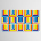 Cheerful Retro Geometric Mod Portes Pattern Blue Orange Yellow Cream Tablecloth Gallery Image 2