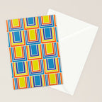 Cheerful Retro Geometric Mod Portes Pattern Blue Orange Yellow Cream Stationery Card Gallery Image 2