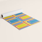 Cheerful Retro Geometric Mod Portes Pattern Blue Orange Yellow Cream Yoga Mat Gallery Image 2