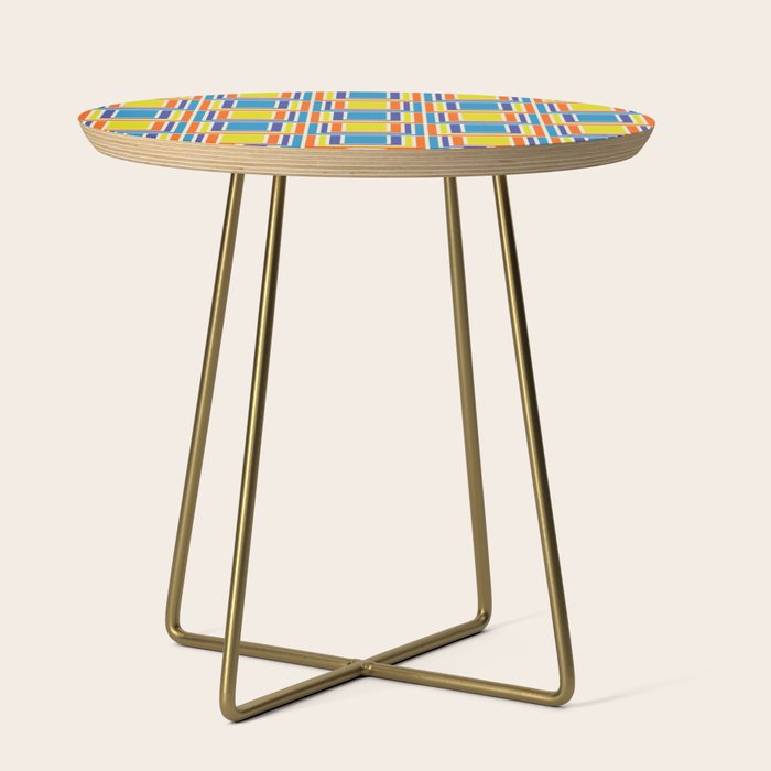 Cheerful Retro Geometric Mod Portes Pattern Blue Orange Yellow Cream Side Table Gallery Image 1