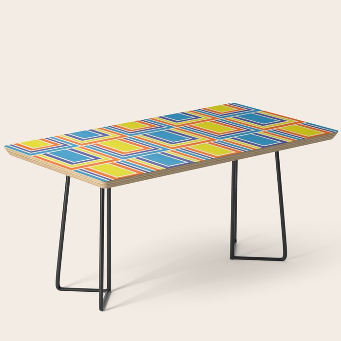 Cheerful Retro Geometric Mod Portes Pattern Blue Orange Yellow Cream Coffee Table Gallery Image 1