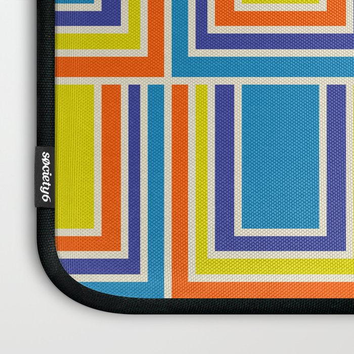 Cheerful Retro Geometric Mod Portes Pattern Blue Orange Yellow Cream Laptop Sleeve Gallery Image 3