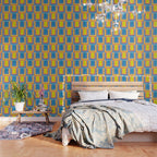 Cheerful Retro Geometric Mod Portes Pattern Blue Orange Yellow Cream Wallpaper Gallery Image 3