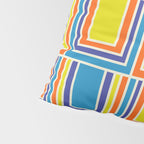 Cheerful Retro Geometric Mod Portes Pattern Blue Orange Yellow Cream Pillow Sham Gallery Image 4