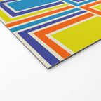 Cheerful Retro Geometric Mod Portes Pattern Blue Orange Yellow Cream Welcome Mat Gallery Image 2