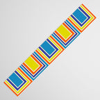 Cheerful Retro Geometric Mod Portes Pattern Blue Orange Yellow Cream Table Runner Gallery Image 3