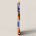 Cheerful Retro Geometric Mod Portes Pattern Blue Orange Yellow Cream iPhone Case Gallery Image 2