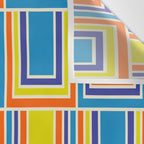 Cheerful Retro Geometric Mod Portes Pattern Blue Orange Yellow Cream Wall Tapestry Gallery Image 3