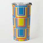 Cheerful Retro Geometric Mod Portes Pattern Blue Orange Yellow Cream Travel Mug Gallery Image 2