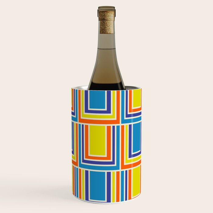 Cheerful Retro Geometric Mod Portes Pattern Blue Orange Yellow Cream Wine Chiller Gallery Image 3
