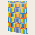 Cheerful Retro Geometric Mod Portes Pattern Blue Orange Yellow Cream Wallpaper Gallery Image 2