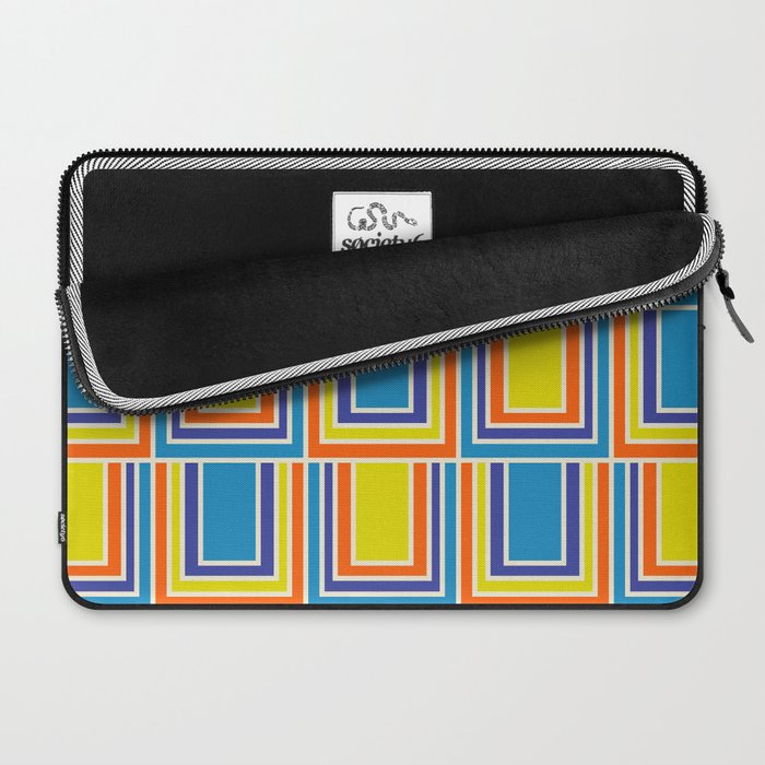 Cheerful Retro Geometric Mod Portes Pattern Blue Orange Yellow Cream Laptop Sleeve Gallery Image 2