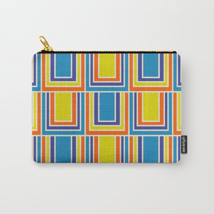 Cheerful Retro Geometric Mod Portes Pattern Blue Orange Yellow Cream Carry All Pouch Gallery Image 1