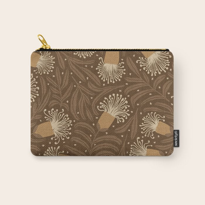 Whimsical Florals / Orange & Brown Carry All Pouch Gallery Image 1